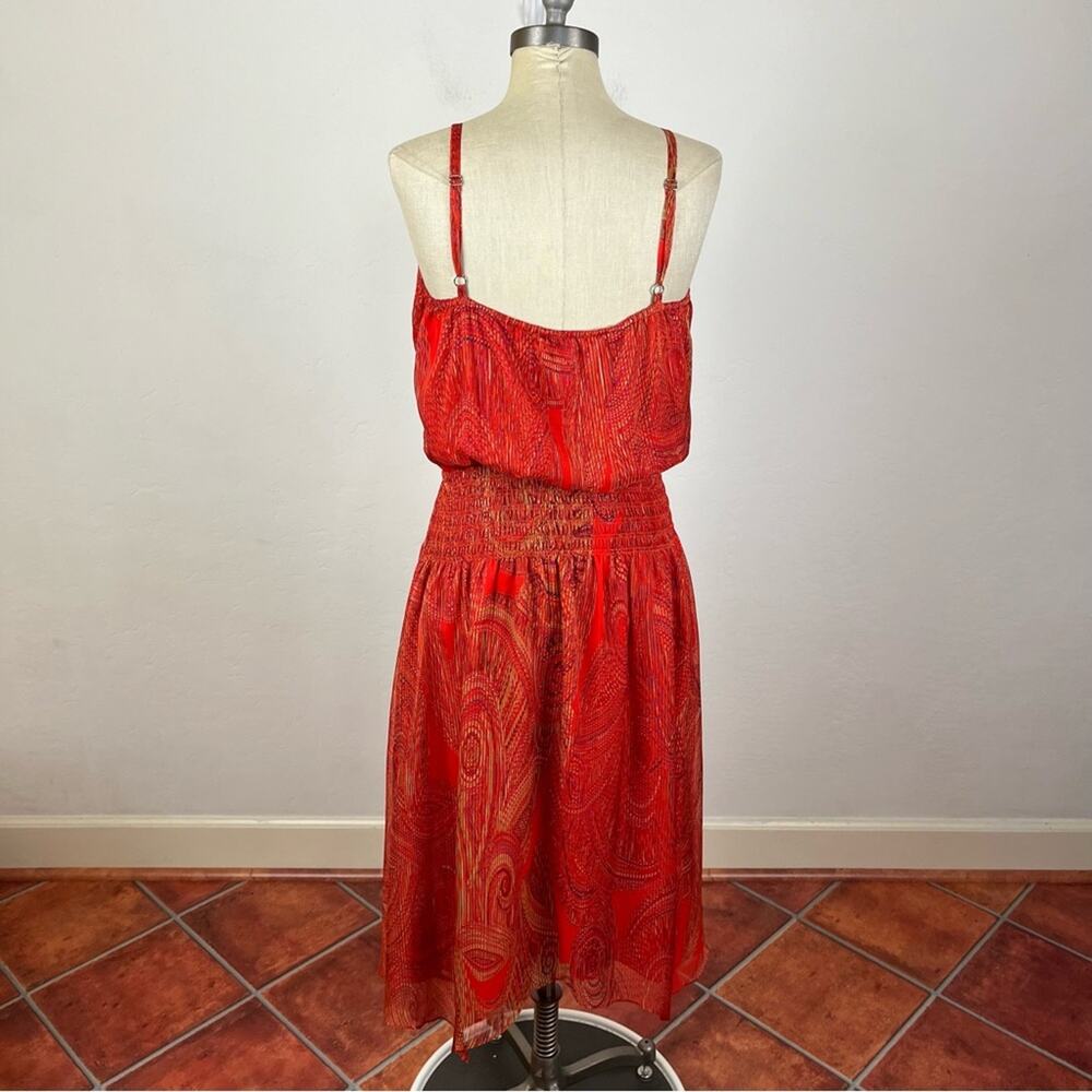 Ramy Brook Red Paisley Smocked Waist Dress - Picture 6 of 7